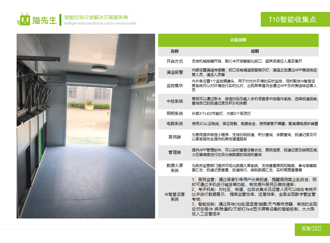 貓先生智能垃圾分類房，定時(shí)定點(diǎn)垃圾收集站 ，垃圾房功能說明